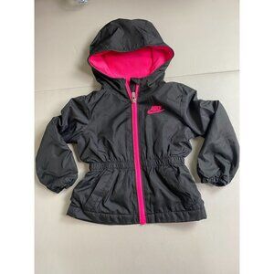 Nike Toddler Hooded Jacket Size 2T Black Pink full Zip Fleece lined